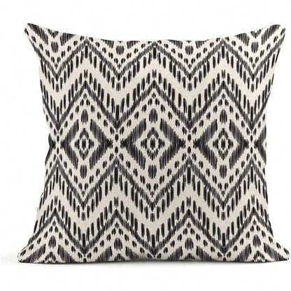 4pcs Bohemian Style Black Herringbone Pattern Creative Decorative Outdoor Throw Pillow Covers, Home Decor, Single-Sided Design, Pillow Insert Not Included