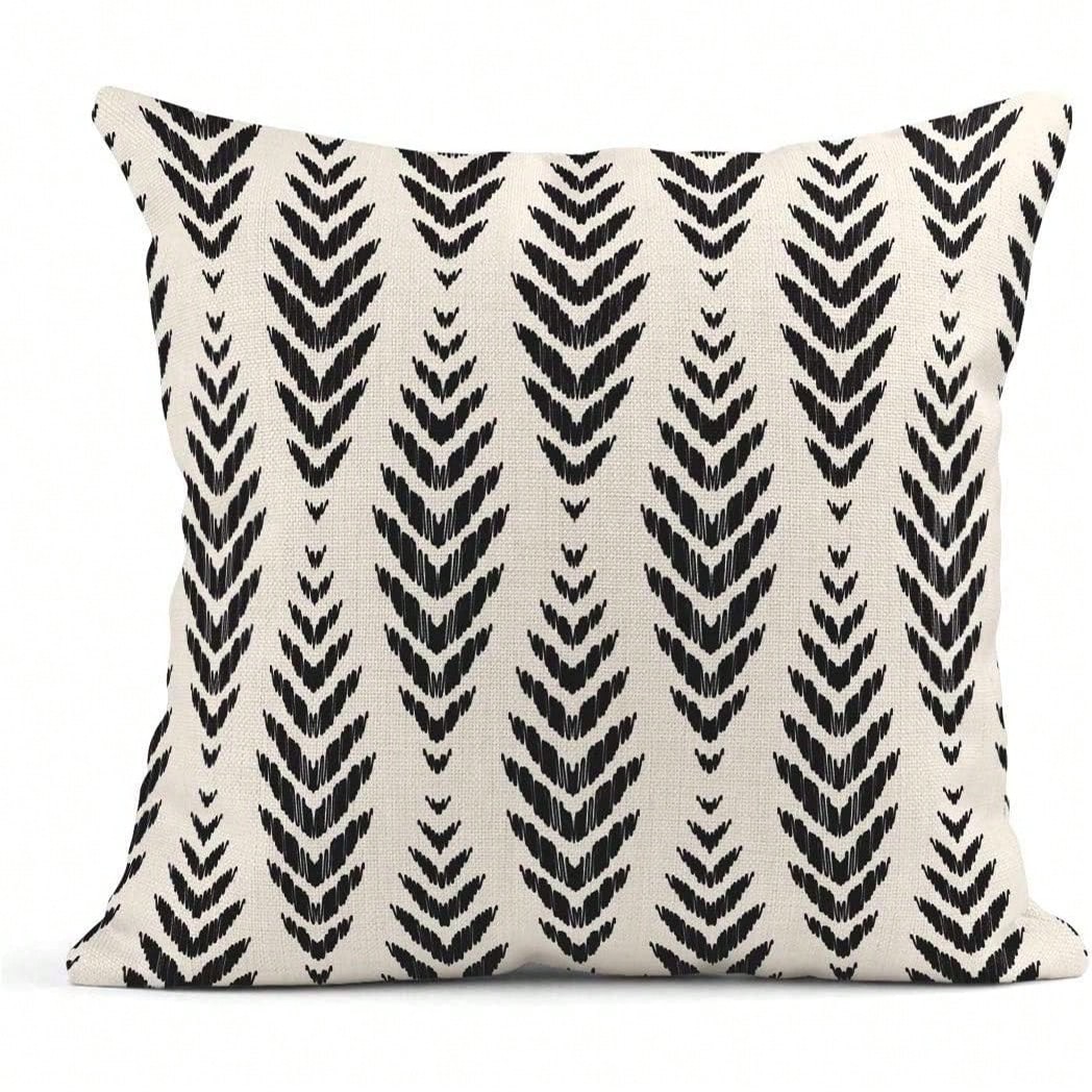 4pcs Bohemian Style Black Herringbone Pattern Creative Decorative Outdoor Throw Pillow Covers, Home Decor, Single-Sided Design, Pillow Insert Not Included