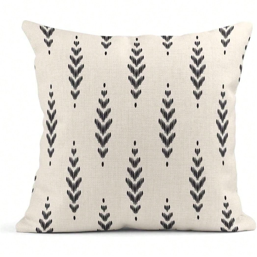 4pcs Bohemian Style Black Herringbone Pattern Creative Decorative Outdoor Throw Pillow Covers, Home Decor, Single-Sided Design, Pillow Insert Not Included