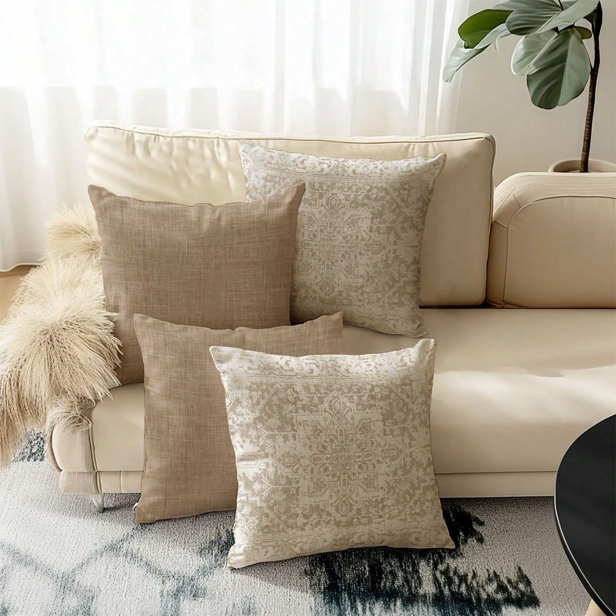 4pcs,Bohemian Style Pillow Covers,Home Decor,Gift,Polyester Material,Hidden Zipper,No Filling,Suitable For Home Decor,Living Room Decor,Pillow Covers,Cushion Covers,Sofa Decorative Cushions,Pillow Cov