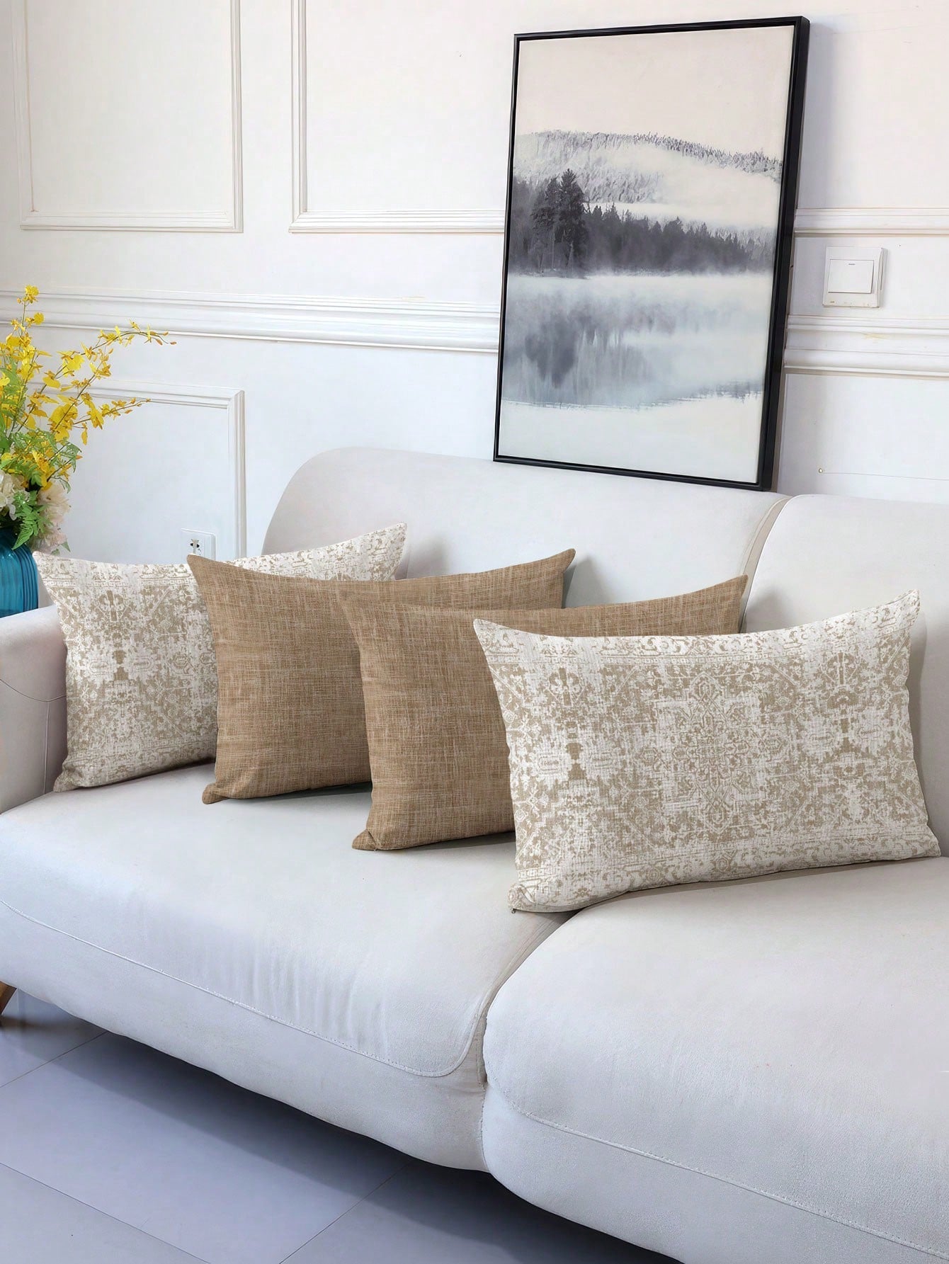 4pcs,Bohemian Style Pillow Covers,Home Decor,Gift,Polyester Material,Hidden Zipper,No Filling,Suitable For Home Decor,Living Room Decor,Pillow Covers,Cushion Covers,Sofa Decorative Cushions,Pillow Cov