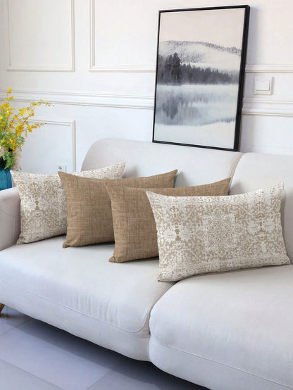 4pcs,Bohemian Style Pillow Covers,Home Decor,Gift,Polyester Material,Hidden Zipper,No Filling,Suitable For Home Decor,Living Room Decor,Pillow Covers,Cushion Covers,Sofa Decorative Cushions,Pillow Cov