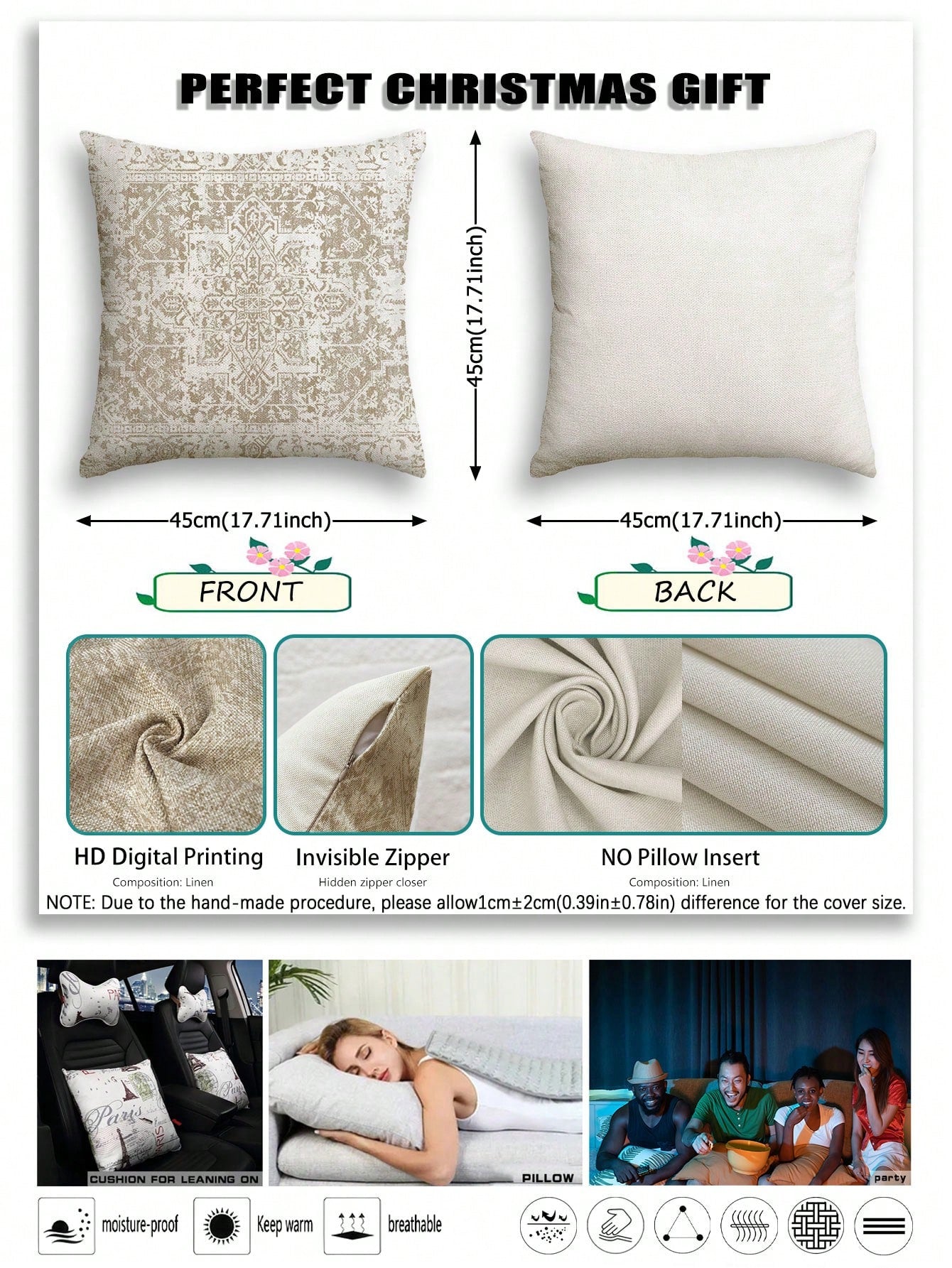 4pcs,Bohemian Style Pillow Covers,Home Decor,Gift,Polyester Material,Hidden Zipper,No Filling,Suitable For Home Decor,Living Room Decor,Pillow Covers,Cushion Covers,Sofa Decorative Cushions,Pillow Cov