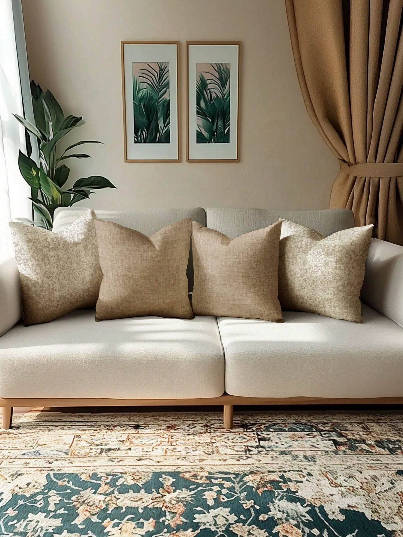 4pcs,Bohemian Style Pillow Covers,Home Decor,Gift,Polyester Material,Hidden Zipper,No Filling,Suitable For Home Decor,Living Room Decor,Pillow Covers,Cushion Covers,Sofa Decorative Cushions,Pillow Cov