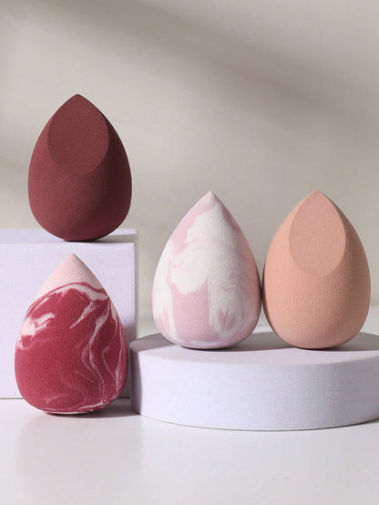 4pcs Egg-Shaped Makeup Sponge Set, Wet & Dry Dual Use, Suitable For Foundation, Concealer, Loose Powder, Portable Bedroom Vanity Travel Essential, Women's Christmas Holiday Gift, Affordable Makeup Acc