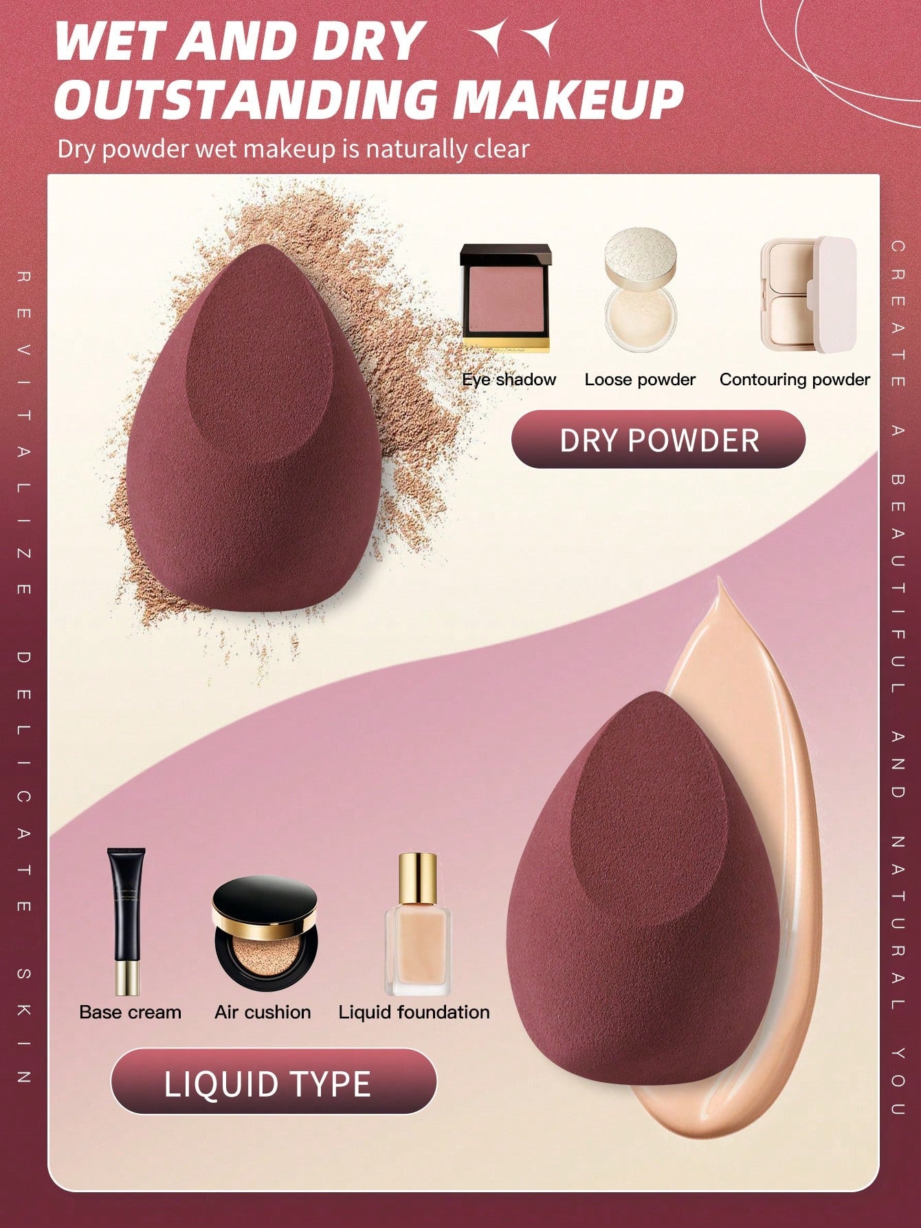 4pcs Egg-Shaped Makeup Sponge Set, Wet & Dry Dual Use, Suitable For Foundation, Concealer, Loose Powder, Portable Bedroom Vanity Travel Essential, Women's Christmas Holiday Gift, Affordable Makeup Acc