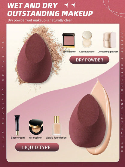 4pcs Egg-Shaped Makeup Sponge Set, Wet & Dry Dual Use, Suitable For Foundation, Concealer, Loose Powder, Portable Bedroom Vanity Travel Essential, Women's Christmas Holiday Gift, Affordable Makeup Acc