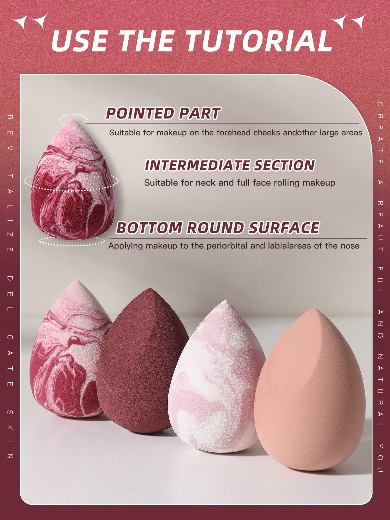 4pcs Egg-Shaped Makeup Sponge Set, Wet & Dry Dual Use, Suitable For Foundation, Concealer, Loose Powder, Portable Bedroom Vanity Travel Essential, Women's Christmas Holiday Gift, Affordable Makeup Acc