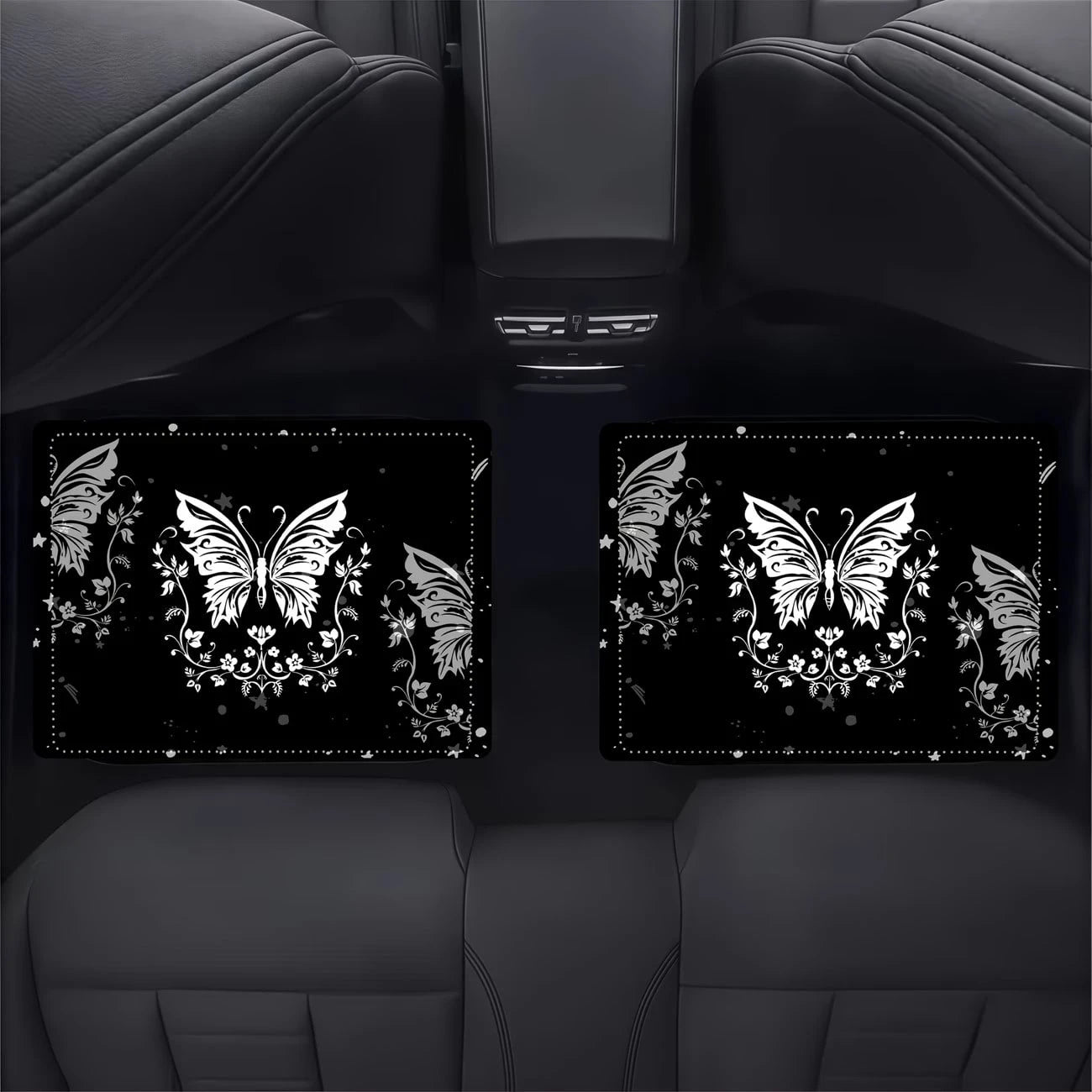 4pcs Elegant Romantic Butterfly Pattern Car Floor Mats, Versatile For Travel, Suitable For Most Vehicles, Pet-Friendly Material, Keeps Car Interior Clean, Ideal For Commuting, Road Trips And Home Use