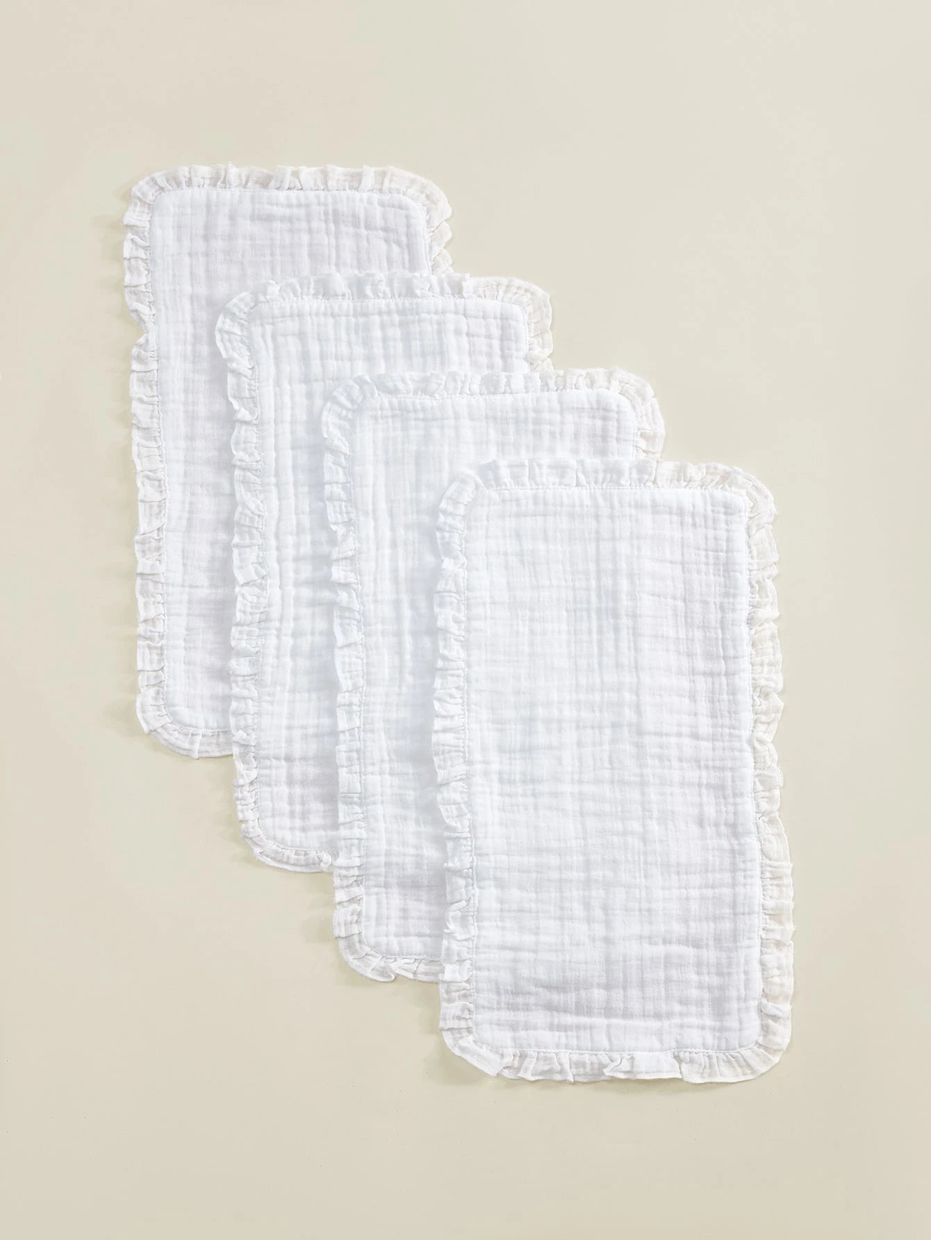 4pcs Oeko-Tex Certified Soft & Comfortable Lace Trim White Bibs/Burp Cloths, Suitable For All Seasons, Newborn & Baby Care