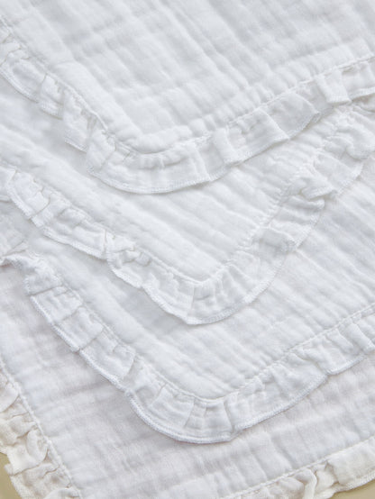 4pcs Oeko-Tex Certified Soft & Comfortable Lace Trim White Bibs/Burp Cloths, Suitable For All Seasons, Newborn & Baby Care