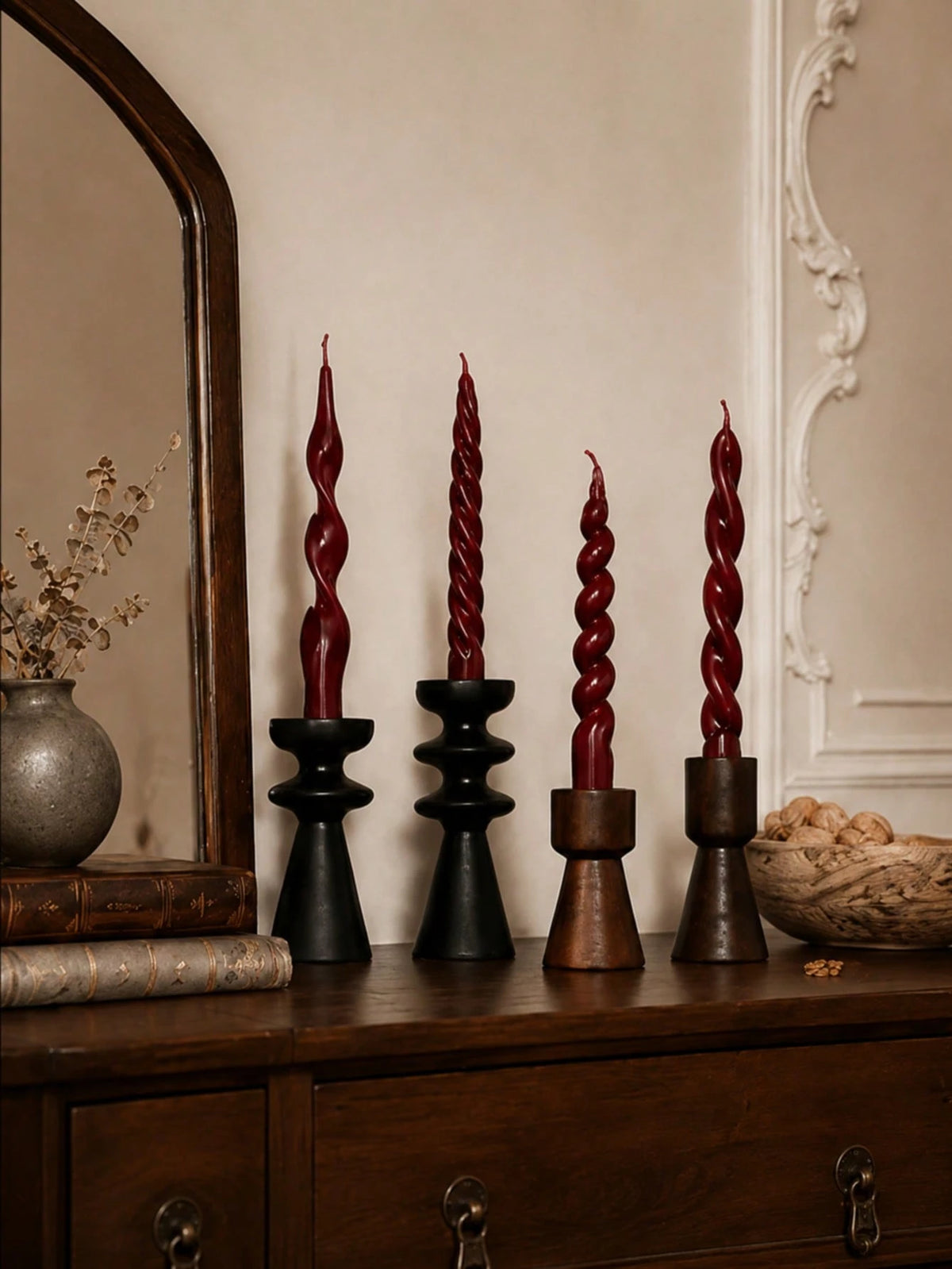 4pcs Scented Long Taper Candles 20cm*2cm, 7 Hours Burning Time, Christmas Halloween Home Table Decor, Wedding Party Candle Holder Decoration Fragrance Candles