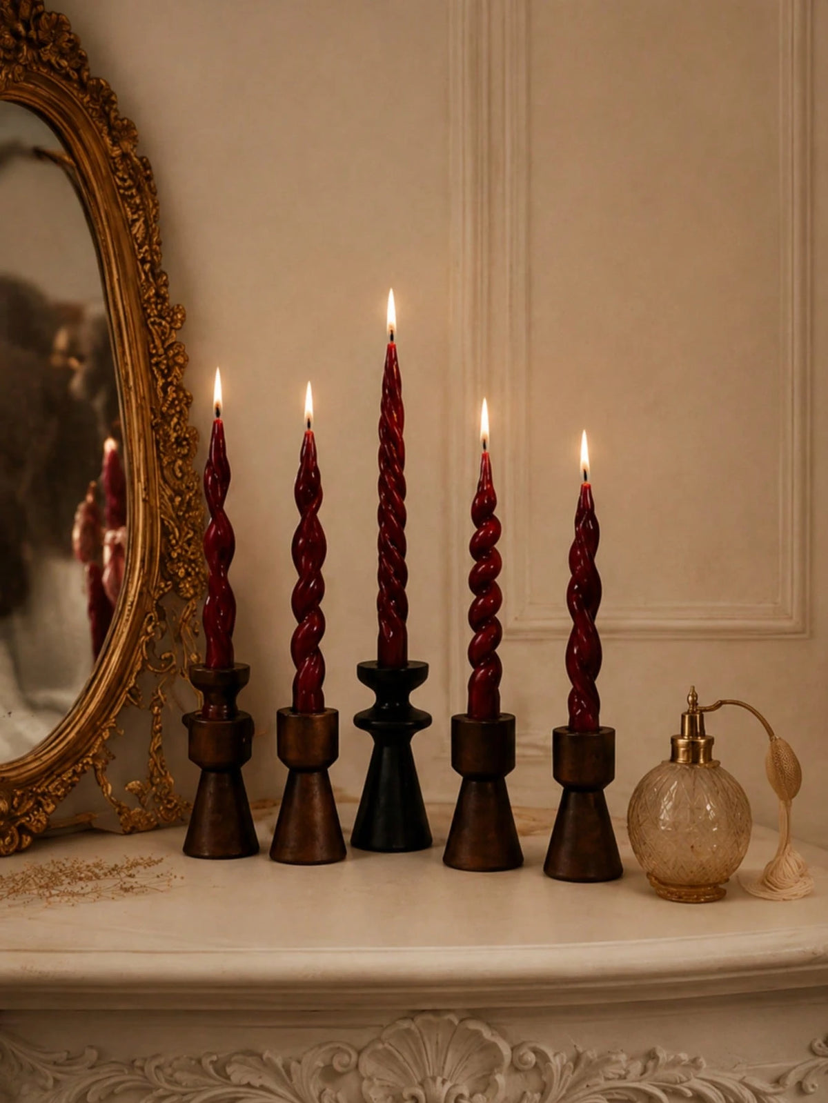 4pcs Scented Long Taper Candles 20cm*2cm, 7 Hours Burning Time, Christmas Halloween Home Table Decor, Wedding Party Candle Holder Decoration Fragrance Candles