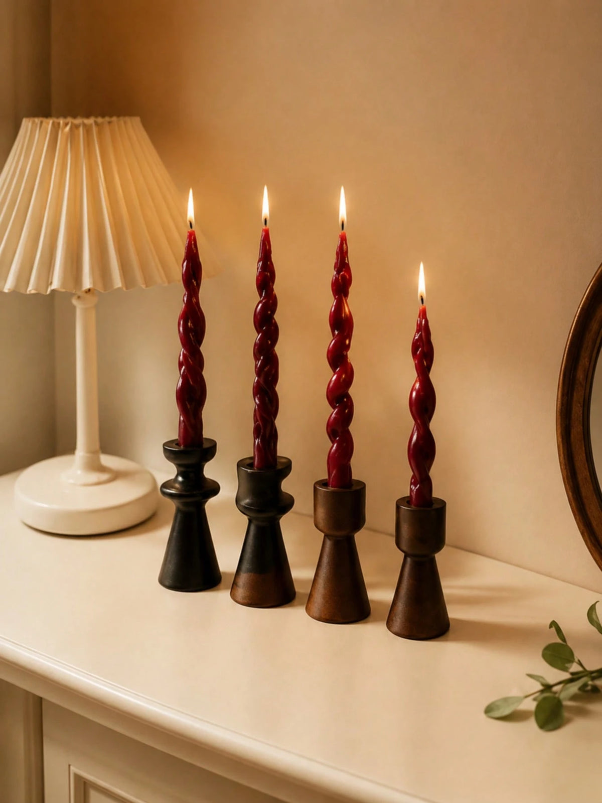 4pcs Scented Long Taper Candles 20cm*2cm, 7 Hours Burning Time, Christmas Halloween Home Table Decor, Wedding Party Candle Holder Decoration Fragrance Candles