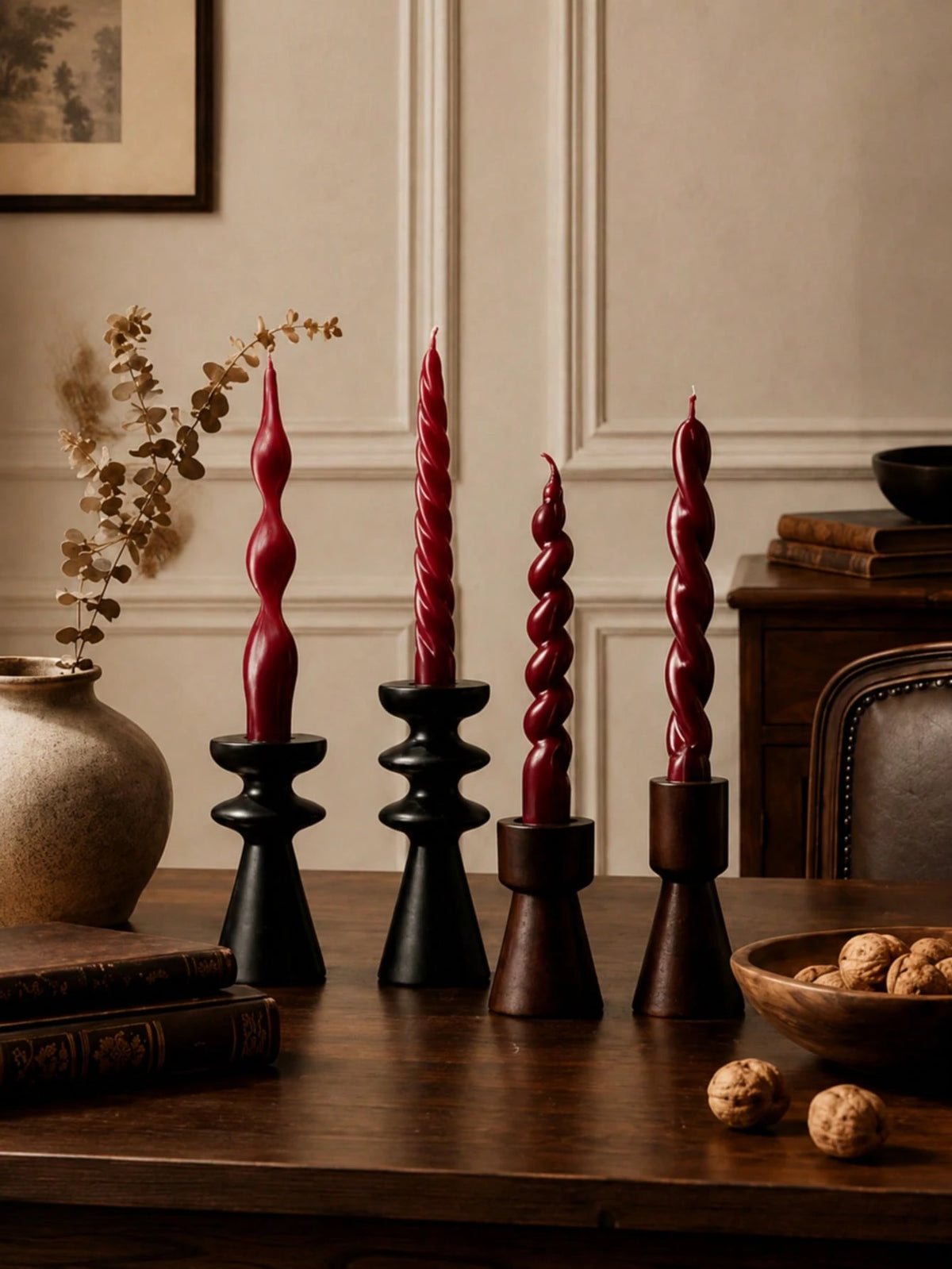 4pcs Scented Long Taper Candles 20cm*2cm, 7 Hours Burning Time, Christmas Halloween Home Table Decor, Wedding Party Candle Holder Decoration Fragrance Candles