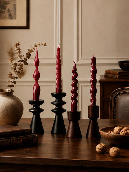 4pcs Scented Long Taper Candles 20cm*2cm, 7 Hours Burning Time, Christmas Halloween Home Table Decor, Wedding Party Candle Holder Decoration Fragrance Candles