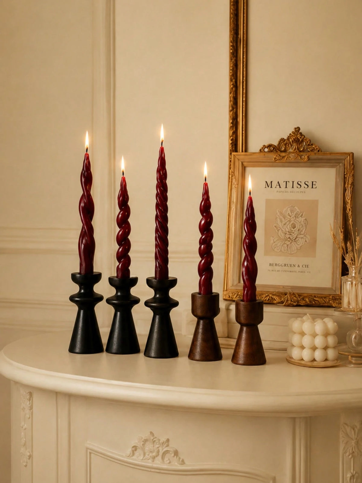 4pcs Scented Long Taper Candles 20cm*2cm, 7 Hours Burning Time, Christmas Halloween Home Table Decor, Wedding Party Candle Holder Decoration Fragrance Candles