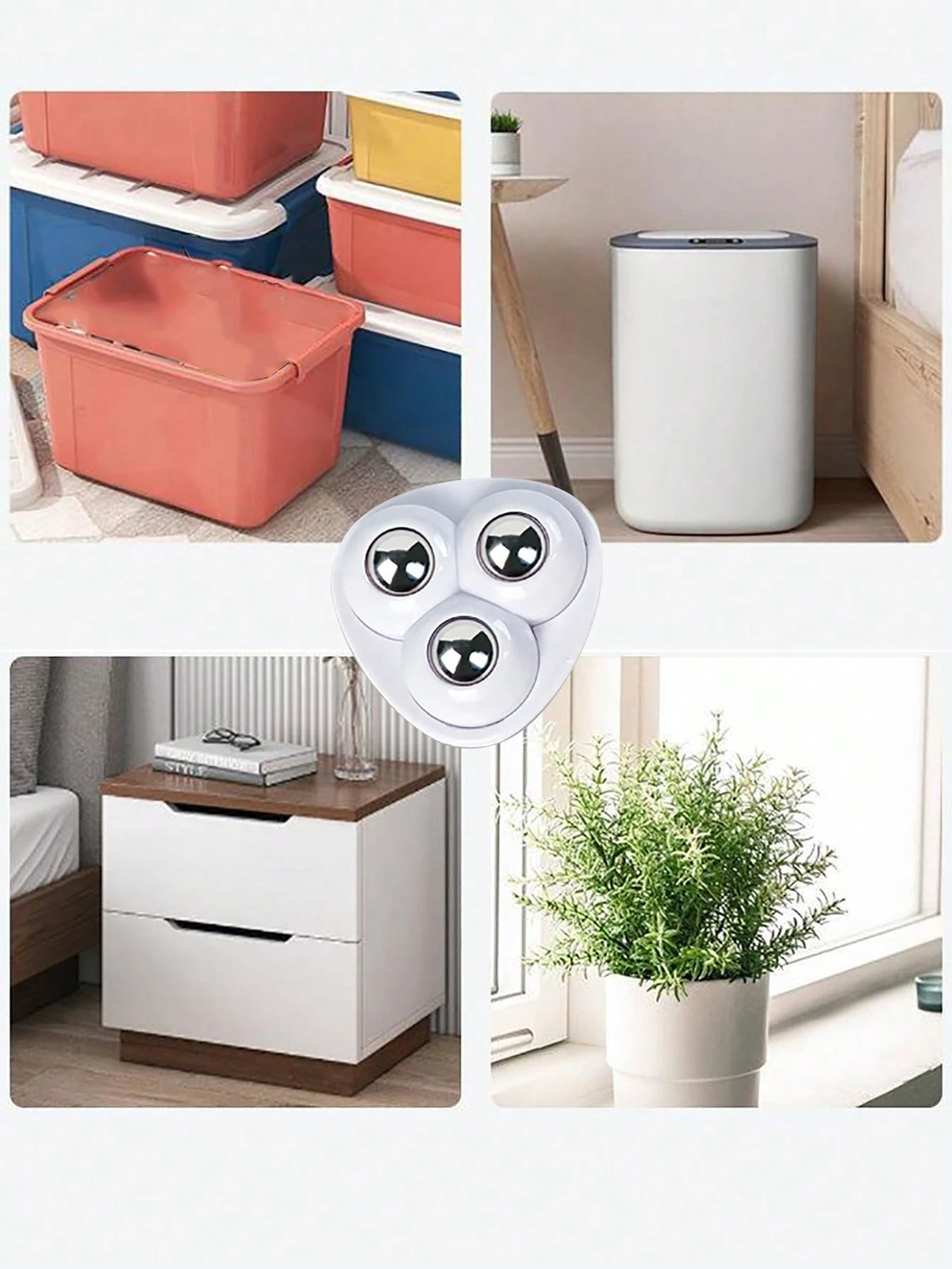 4pcs Self-Adhesive 360° Swivel Casters With Triple Ball Bearings, Silent & Wear-Resistant, Bearing The Weight Of Household Items Without Drilling, Small & Convenient