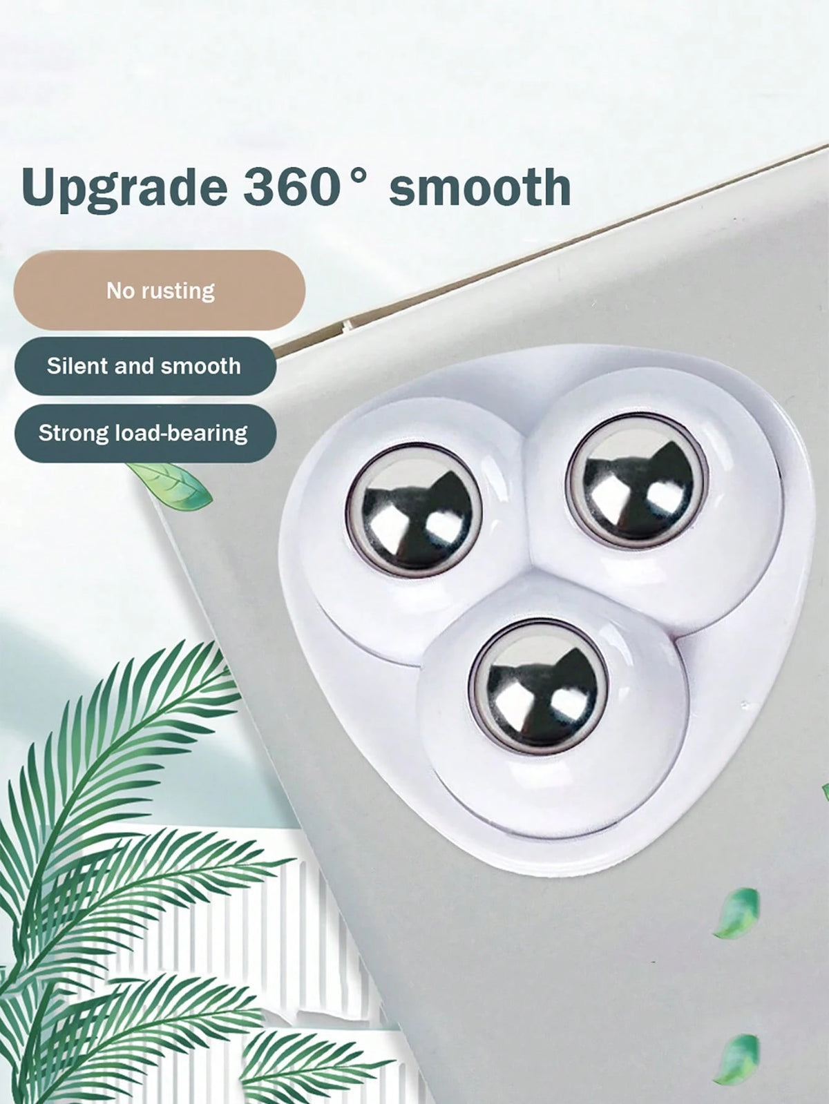 4pcs Self-Adhesive 360° Swivel Casters With Triple Ball Bearings, Silent & Wear-Resistant, Bearing The Weight Of Household Items Without Drilling, Small & Convenient