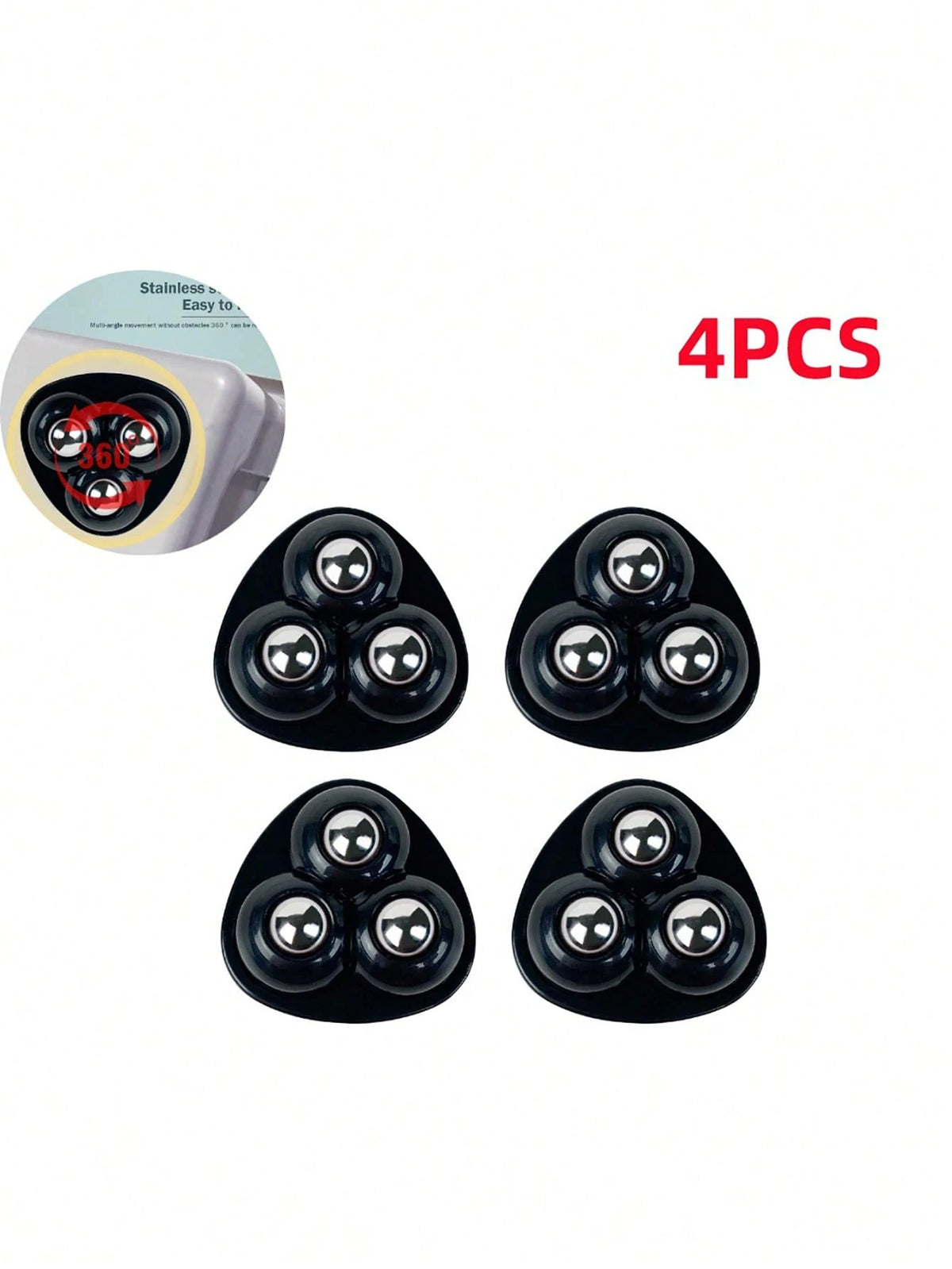 4pcs Self-Adhesive 360° Swivel Casters With Triple Ball Bearings, Silent & Wear-Resistant, Bearing The Weight Of Household Items Without Drilling, Small & Convenient