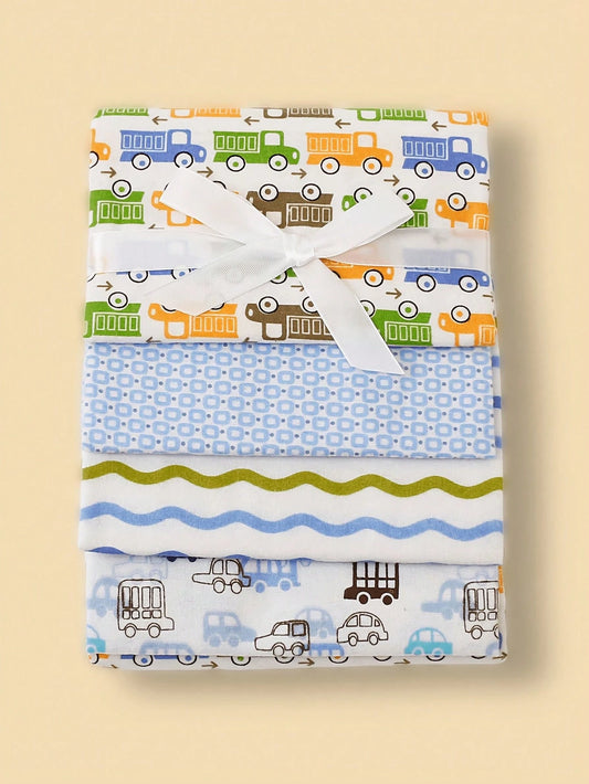 4pcs/Set Baby Blanket Printed Cloud Elephant Car Flannel Swaddle Baby Blanket Spring Summer Thin
