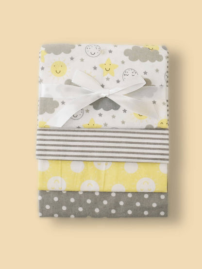4pcs/Set Baby Blanket Printed Cloud Elephant Car Flannel Swaddle Baby Blanket Spring Summer Thin