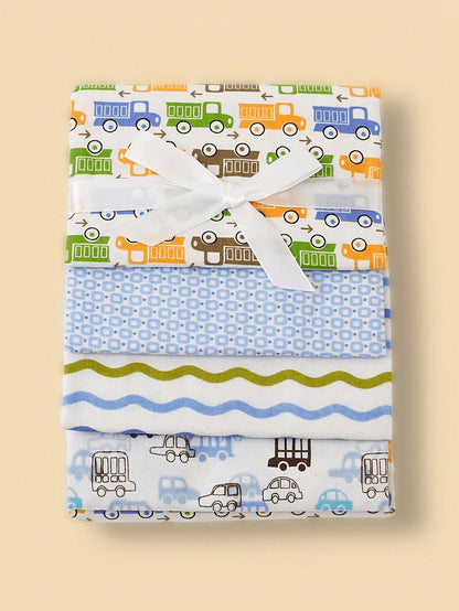 4pcs/Set Baby Blanket Printed Cloud Elephant Car Flannel Swaddle Baby Blanket Spring Summer Thin