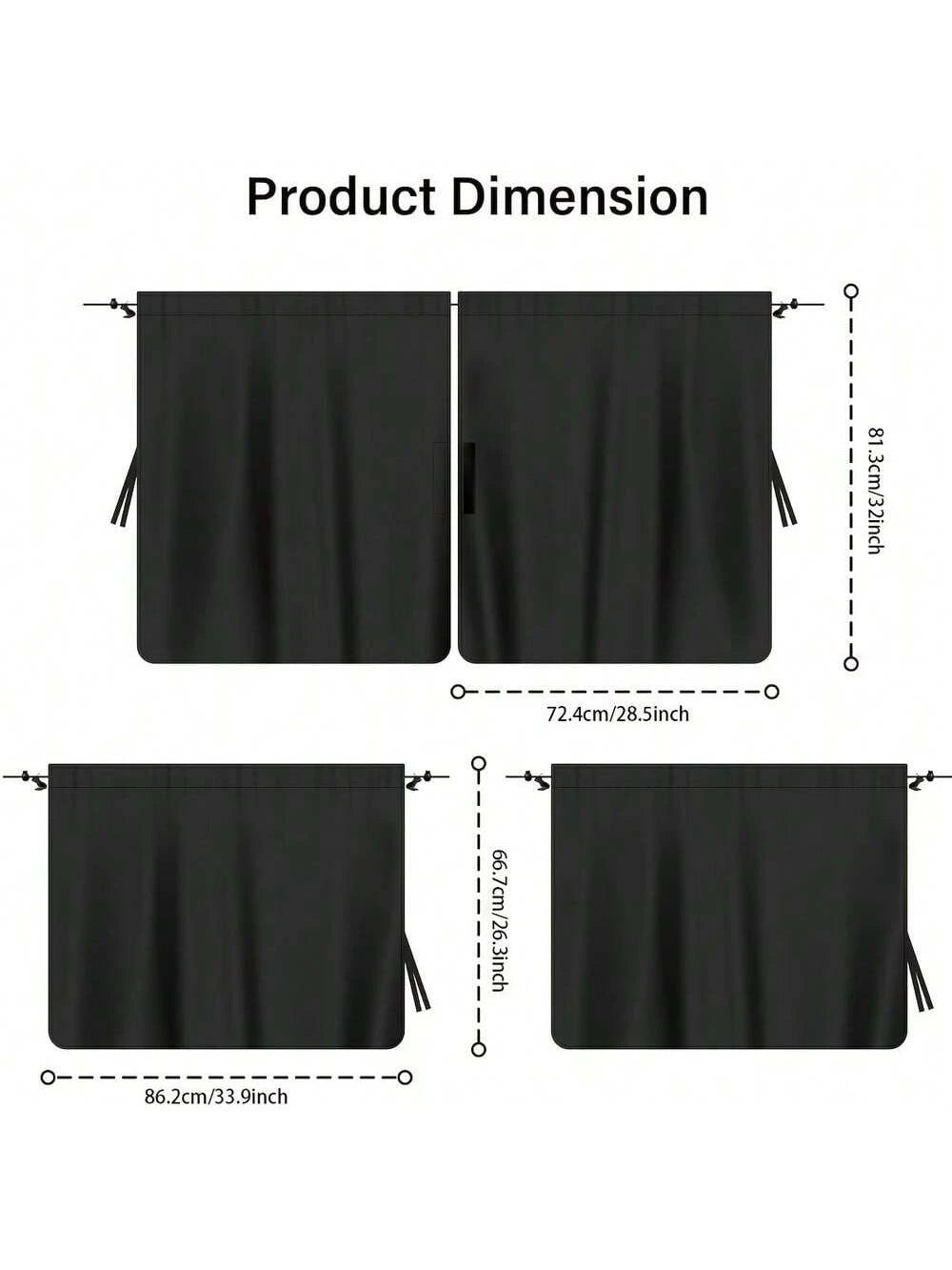 4pcs/Set Car Privacy Curtain Set- Suitable For Sedans And SUVs, Including Rear Seat & Side Window Separator With Storage Bag