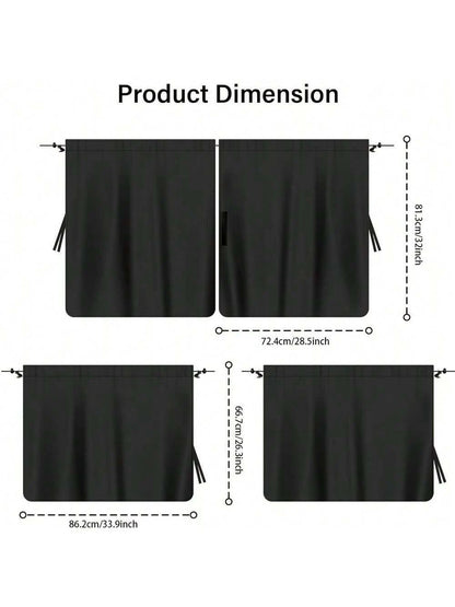 4pcs/Set Car Privacy Curtain Set- Suitable For Sedans And SUVs, Including Rear Seat & Side Window Separator With Storage Bag
