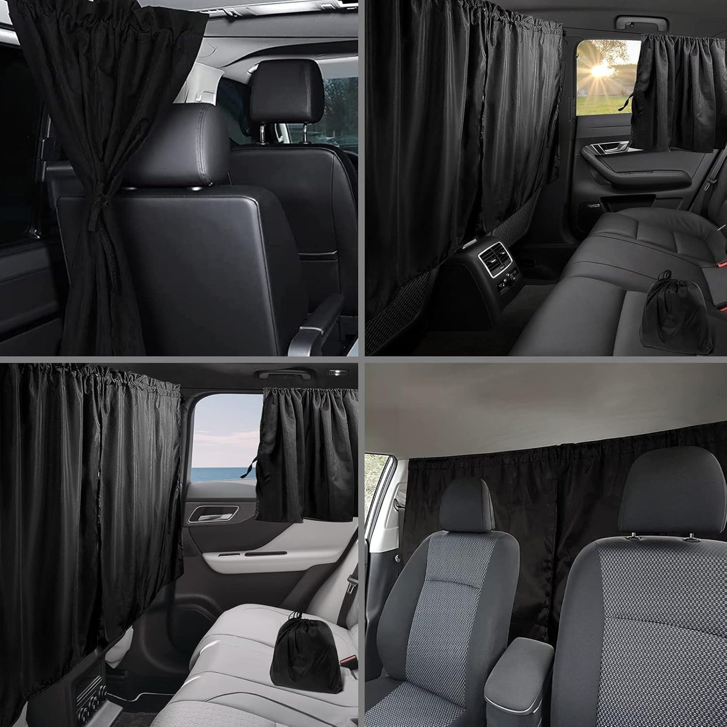 4pcs/Set Car Privacy Curtain Set- Suitable For Sedans And SUVs, Including Rear Seat & Side Window Separator With Storage Bag