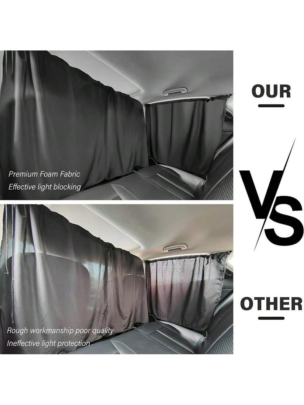 4pcs/Set Car Privacy Curtain Set- Suitable For Sedans And SUVs, Including Rear Seat & Side Window Separator With Storage Bag
