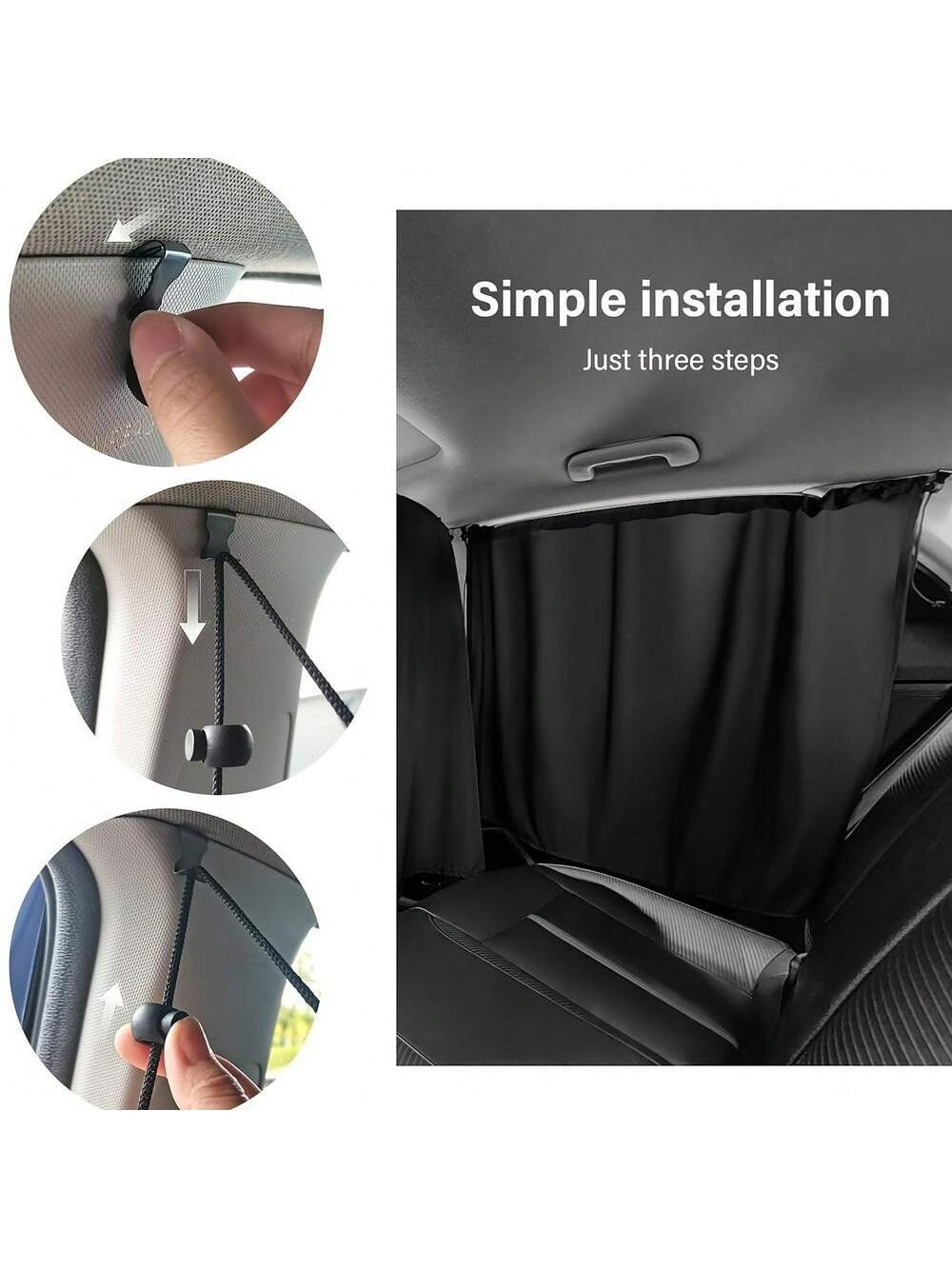 4pcs/Set Car Privacy Curtain Set- Suitable For Sedans And SUVs, Including Rear Seat & Side Window Separator With Storage Bag