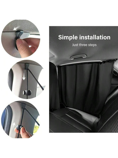 4pcs/Set Car Privacy Curtain Set- Suitable For Sedans And SUVs, Including Rear Seat & Side Window Separator With Storage Bag