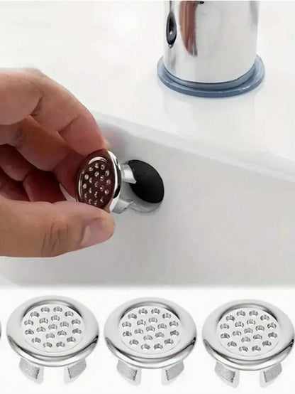 4pcs/Set Ceramic Sink Overflow Cover For Vanity, Bathroom Container For Sink, Round Decorative Cap For Kitchen Basin Insert, Decorative Ring For Washbasin Drainage Hole And Faucet Accessories