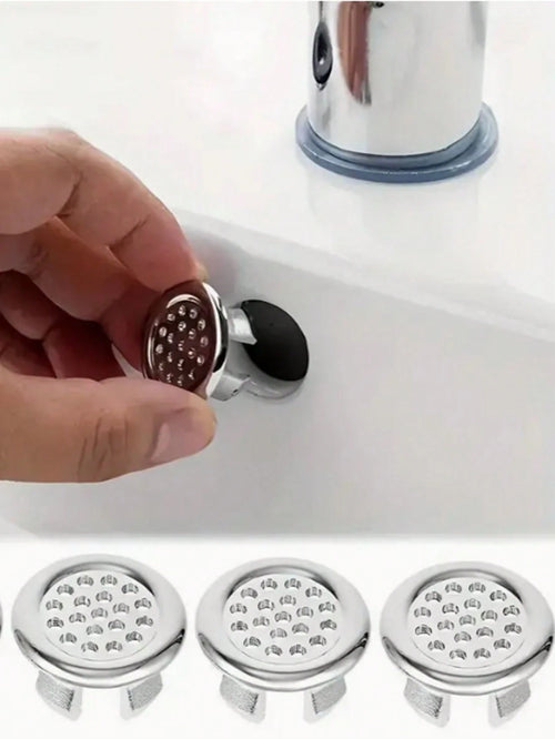 4pcs/Set Ceramic Sink Overflow Cover For Vanity, Bathroom Container For Sink, Round Decorative Cap For Kitchen Basin Insert, Decorative Ring For Washbasin Drainage Hole And Faucet Accessories