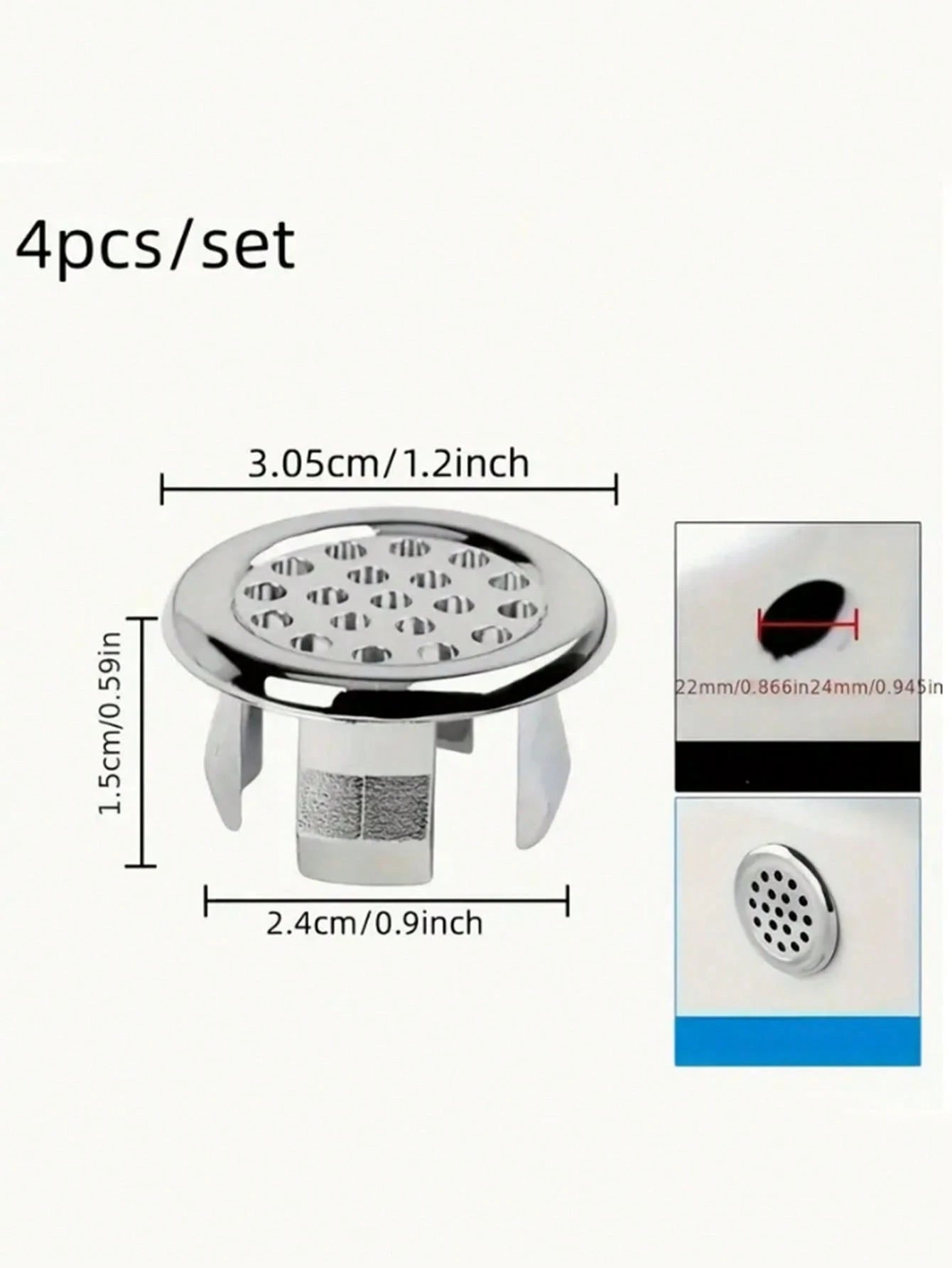 4pcs/Set Ceramic Sink Overflow Cover For Vanity, Bathroom Container For Sink, Round Decorative Cap For Kitchen Basin Insert, Decorative Ring For Washbasin Drainage Hole And Faucet Accessories