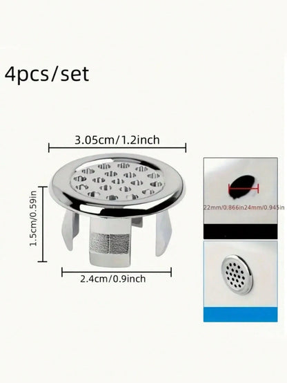 4pcs/Set Ceramic Sink Overflow Cover For Vanity, Bathroom Container For Sink, Round Decorative Cap For Kitchen Basin Insert, Decorative Ring For Washbasin Drainage Hole And Faucet Accessories