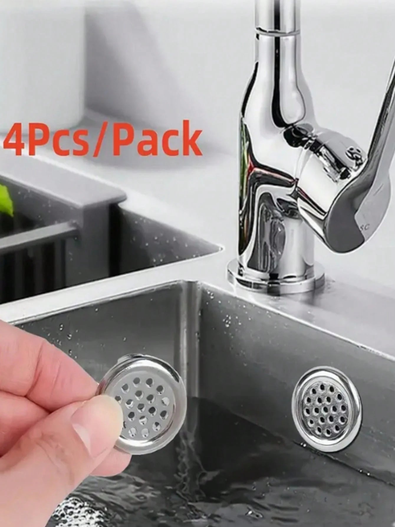 4pcs/Set Ceramic Sink Overflow Cover For Vanity, Bathroom Container For Sink, Round Decorative Cap For Kitchen Basin Insert, Decorative Ring For Washbasin Drainage Hole And Faucet Accessories