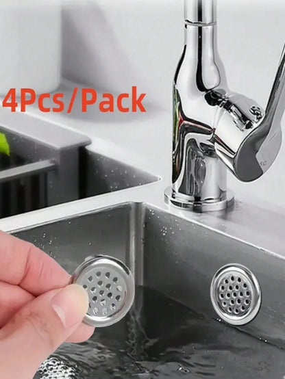 4pcs/Set Ceramic Sink Overflow Cover For Vanity, Bathroom Container For Sink, Round Decorative Cap For Kitchen Basin Insert, Decorative Ring For Washbasin Drainage Hole And Faucet Accessories