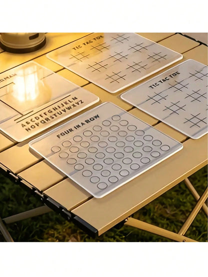 4pcs/Set Reusable Travel Board Game Set, Detachable Travel Games, Car Games, Tic Tac Toe Travel Game, Suitable For Travel, Classroom, Home Education, Party, Holiday, Housewarming Party, Family Gatheri