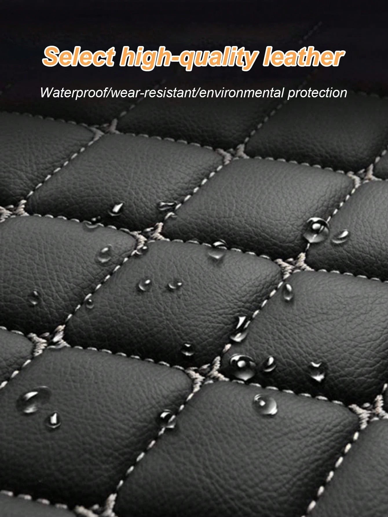 4Pcs/Set Universal Car Floor Mats Set For Right-Hand Drive Vehicles – PVC Leather Surface With Stylish Quilted Pattern, Water & Stain Resistant, All Season Use, Deep Edges To Trap Dust Mud And Water