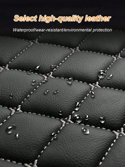 4Pcs/Set Universal Car Floor Mats Set For Right-Hand Drive Vehicles – PVC Leather Surface With Stylish Quilted Pattern, Water & Stain Resistant, All Season Use, Deep Edges To Trap Dust Mud And Water