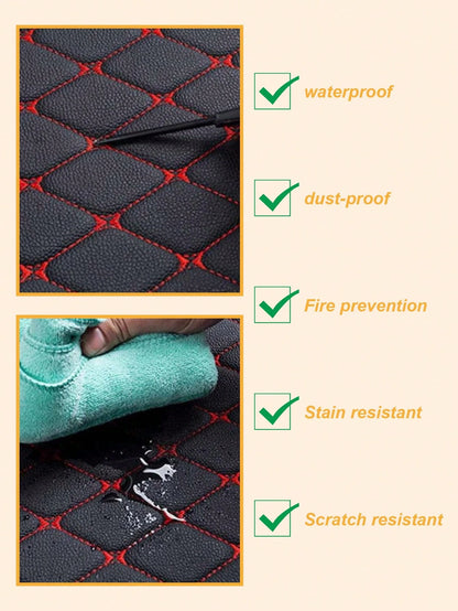 4Pcs/Set Universal Car Floor Mats Set For Right-Hand Drive Vehicles – PVC Leather Surface With Stylish Quilted Pattern, Water & Stain Resistant, All Season Use, Deep Edges To Trap Dust Mud And Water