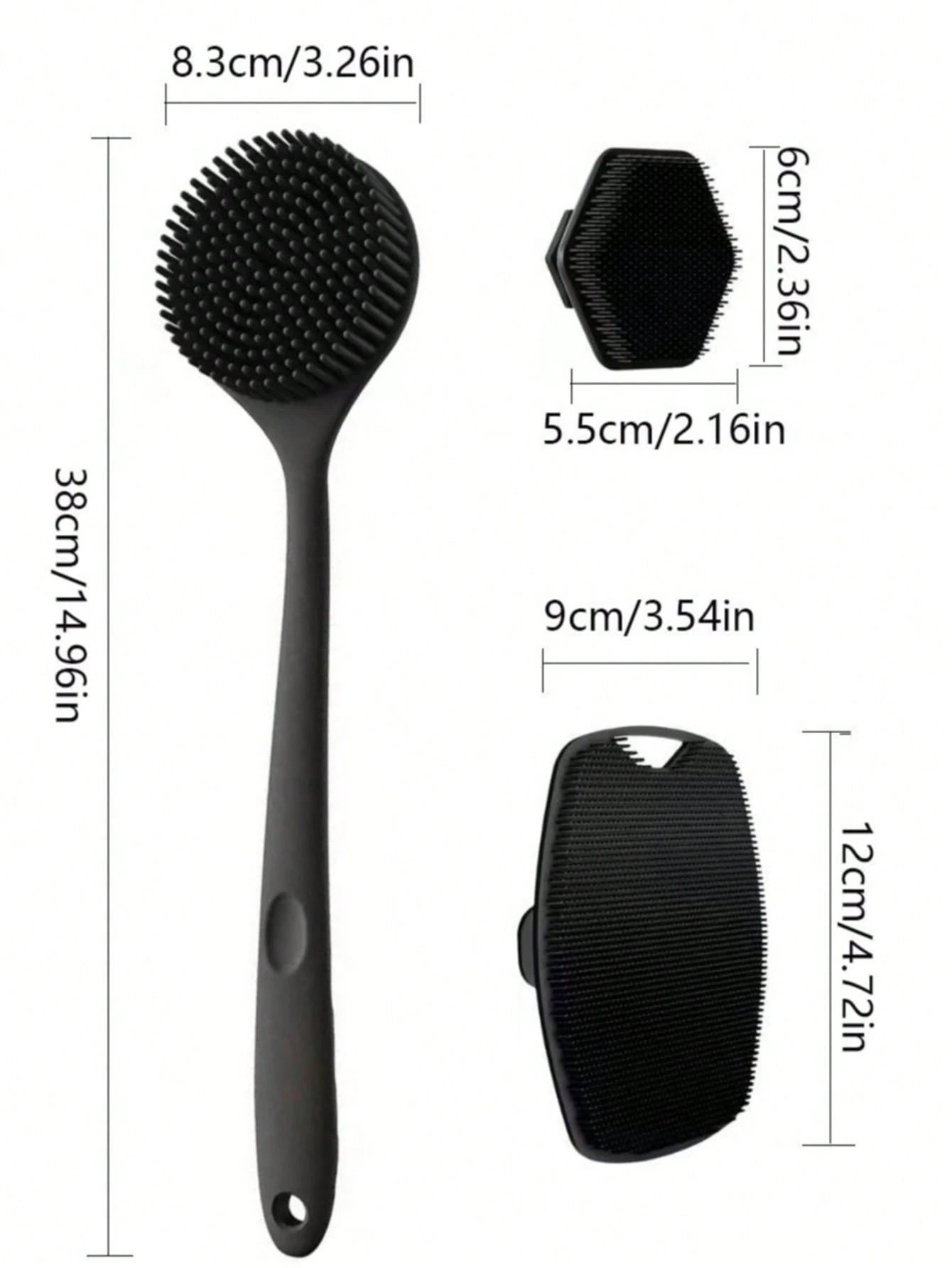 4pcs Silicone Back Massage Brush And Soft Bath Mitt Set, Exfoliating Body Gua Sha Board And Extra Foaming Bath Brush Combination, Rich Lather Body Cleansing Tools