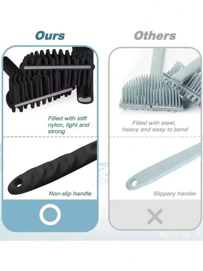 4pcs Silicone Back Massage Brush And Soft Bath Mitt Set, Exfoliating Body Gua Sha Board And Extra Foaming Bath Brush Combination, Rich Lather Body Cleansing Tools