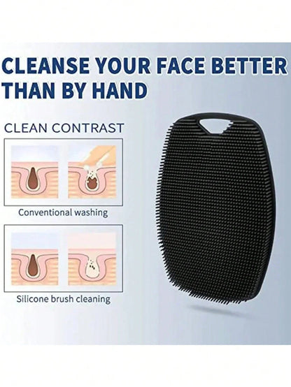 4pcs Silicone Back Massage Brush And Soft Bath Mitt Set, Exfoliating Body Gua Sha Board And Extra Foaming Bath Brush Combination, Rich Lather Body Cleansing Tools