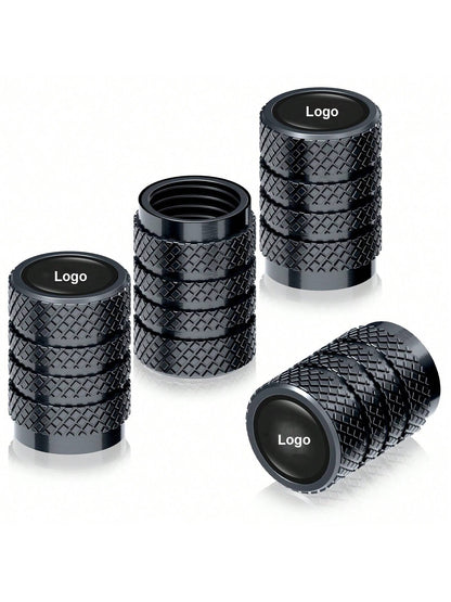 4pcs Tire Valve Stem Caps, Fit Most Vehicles, Corrosion Resistant Alloy Material, Black