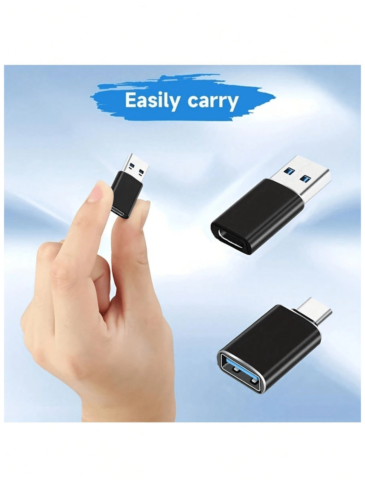 4pcs USB-C Adapter Set: USB 3.0 OTG, Micro USB To USB-C, Fashionable Black Metal Surface- Compatible With MacBook Pro, Smartphones, Laptops, PCs, USB Adapter