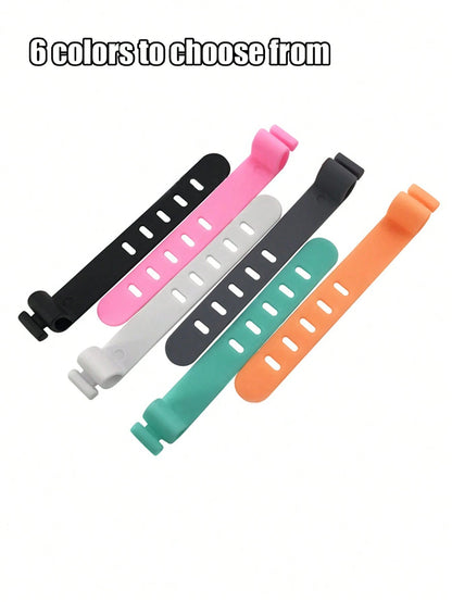 5/10pcs Silicone Cable Ties, Reusable For Earphones, Phone Chargers, Mice, Audio Devices, Computers, Suitable For Home, Office, Kitchen, School (6 Color Options)