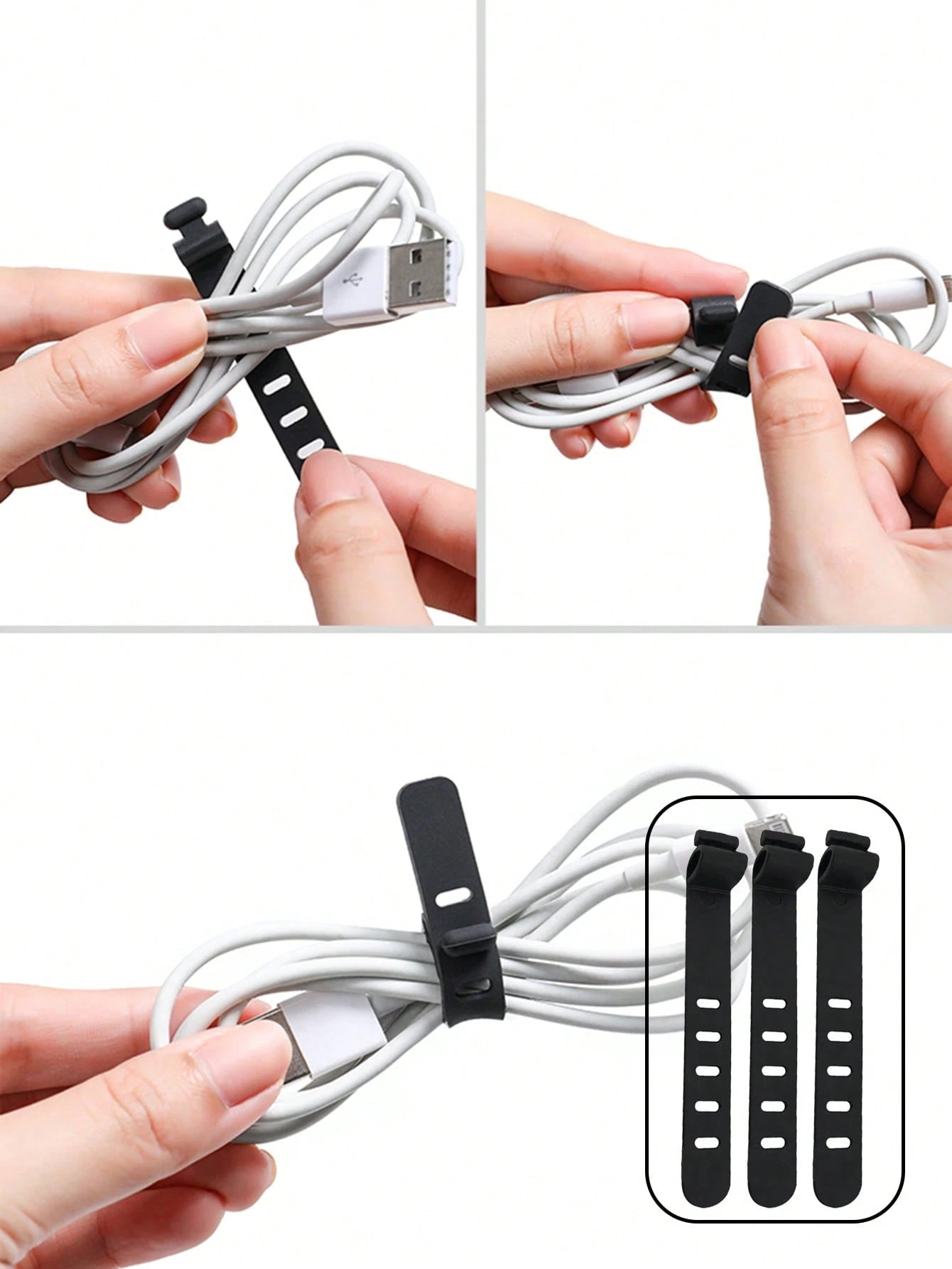 5/10pcs Silicone Cable Ties, Reusable For Earphones, Phone Chargers, Mice, Audio Devices, Computers, Suitable For Home, Office, Kitchen, School (6 Color Options)